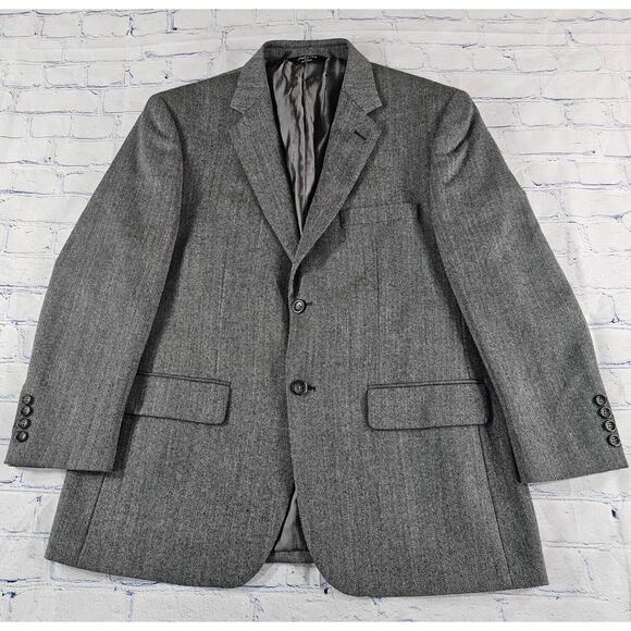 Joseph & Feiss Gold Blazer 100% Lambswool Gray Herringbone MENS SIZE 42 S - Picture 1 of 14